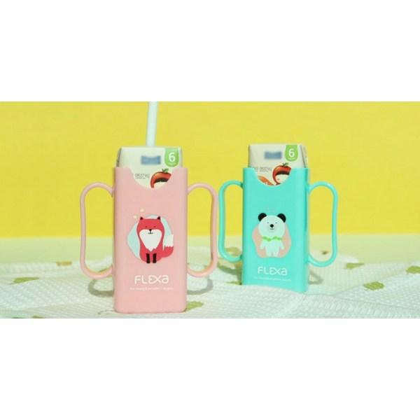Flexa Milk Case Blue Lion + Mini Pack Mint + Cheese Case Mint Lion + Straw 60p, Mixed Colors, 1 Set