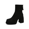 Women's High-heeled Boots Winter British Style Soft Sole Anti-slippery  Versatile Keep Warm Leather Shoes