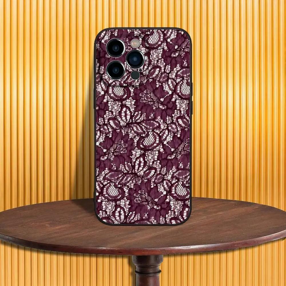 Sexy Lace Print Phone Case for iPhone 17 16e 16 15 14 13 12 11 Pro Max Mini X XR XSMax 8 7 6S Air Plus Soft Silicone Back Cover