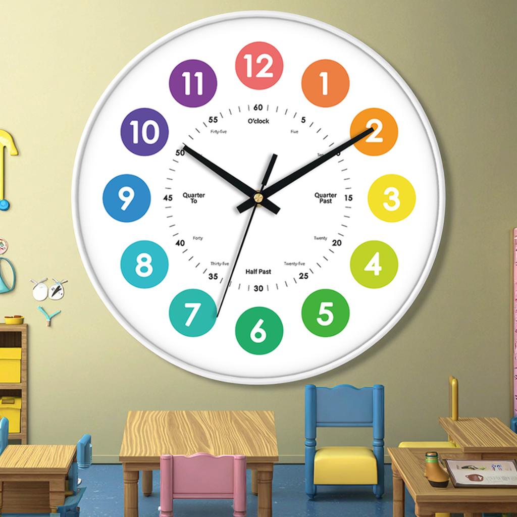 Children's Educational Quartz Analog Needle Display Wall Clock for Kindergarten Learning Customizable Color & Logo