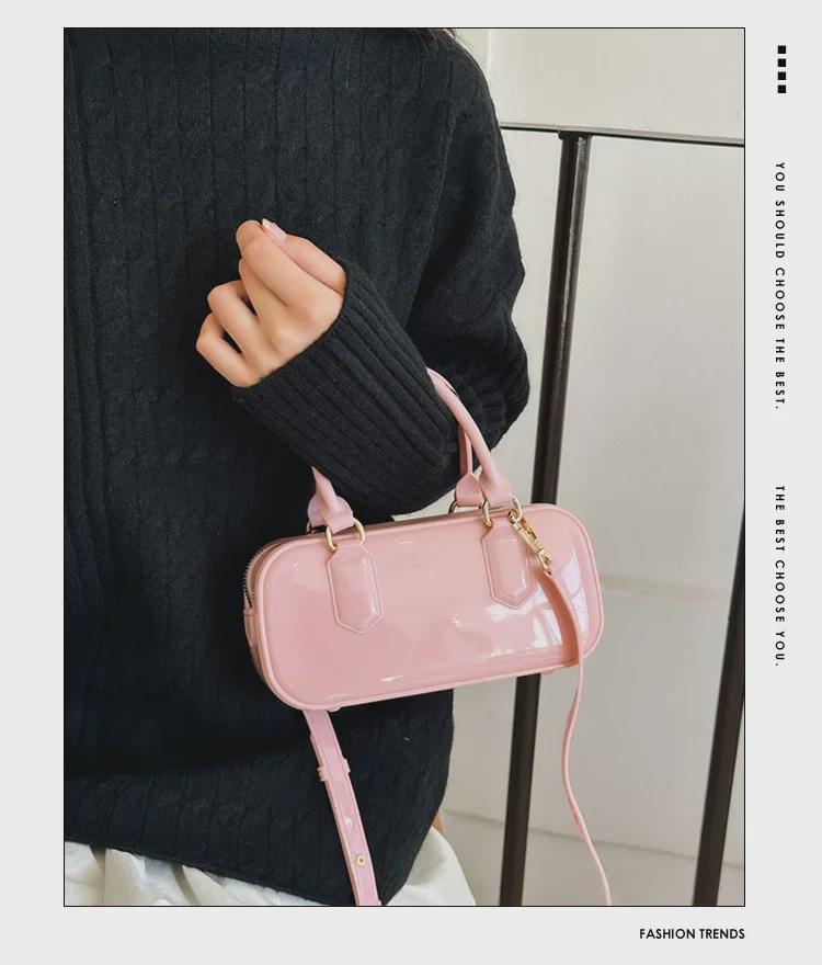 2025 Модная сумка-подушка через плечо из ПВХ-желе карамельного цвета - Большая вместительная женская сумка