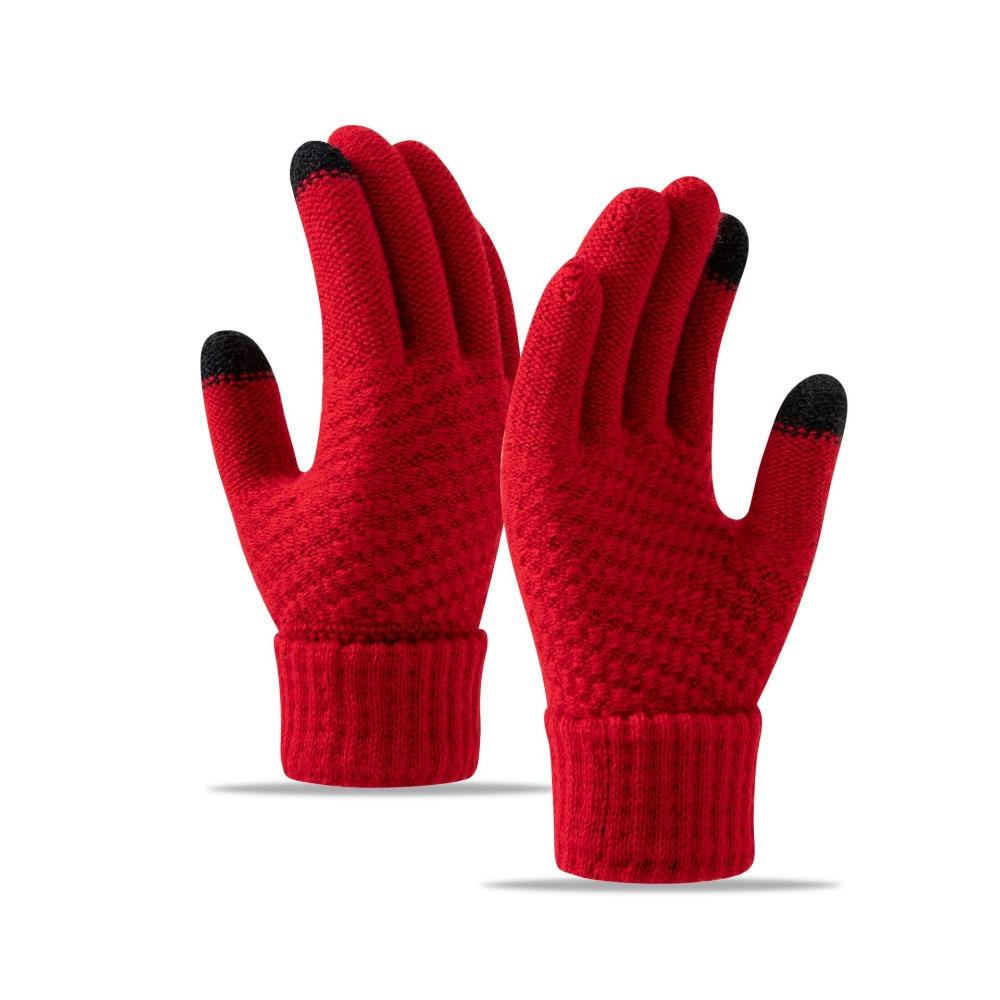 Cute Student Gloves with Winter Velvet Windproof and Cold Proof Cycling Knitted Touch Screen Warm Gloves for Women In Autumn and Winter