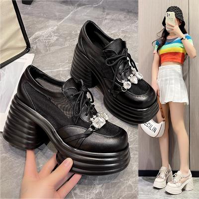 2024 Весна Толстая Подошва Lefu Обувь Женская Обувь Модные Одиночные Туфли Matsuke Обувь Сетчатая Поверхность Воздухопроницаемая