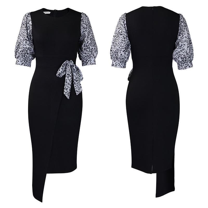 Одежда с разрезом, летнее женское платье-футляр, модное темпераментное лоскутное платье с принтом