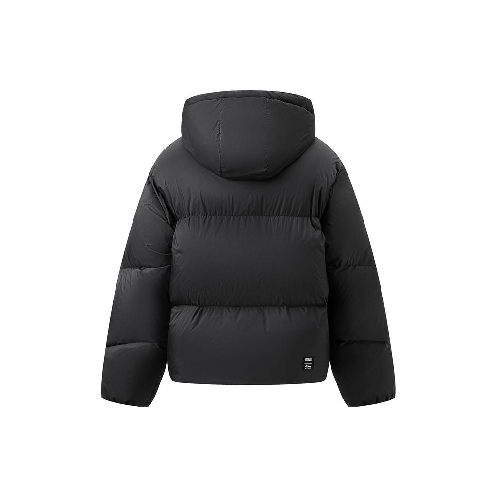 Li Ning однотонная повседневная короткая пуховая куртка на молнии унисекс куртки черные AYMT419-2
