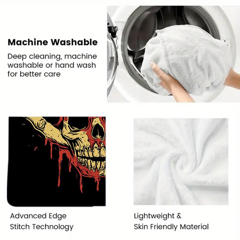 Skull with Bloody Hand 2D Flat Pattern Flannel Blanket High quality All Seasons Warmth and Comfort Perfect for Christmas Gifts.MMT0918387