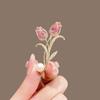 Zircon Tulip Flower Pearl Brooches For Women Sweet  Floral Lapel Pins Banquet Party Clothes Corsage Jewelry Gift