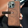 Роскошный Чехол с Текстурой Кожи и Поддержкой Lightning Charging для iPhone 17 Air 16 15 14 13 12 11 Pro Max Plus XS XR, Магнитная Крышка для Magsafe