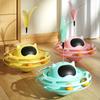 Interactive Cat Tumbler Turntable Toy with Feathers and Amusement Plate