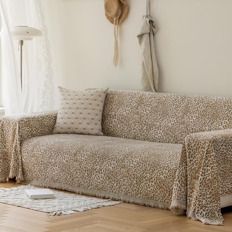 -Leopard Print Chenille Sofa Towel Cover, Throw Blanket, Anti Scratch, Couch Slip Covers, One Piece, Universal All Season