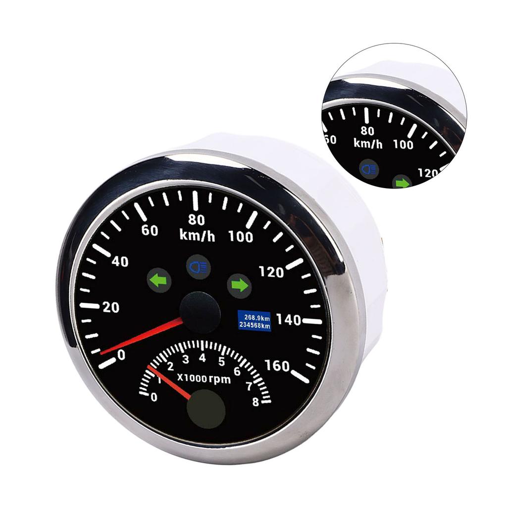 85 мм 160 км/ч GPS Спидометр 0–8000 об/мин Тахометр LCD Красная подсветка для Автомобиля Лодки Яхты RV Грузовика