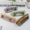 Leather Pencil Case Large Compartment Pencil Bag Water Resistant Clear Pen Pouches Pen Organizers Bag for Student Adult