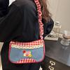 Leisure Lattice Shoulder Bag Rural Style Crossbody Bag Vintage Denim Underarm Bag  Students