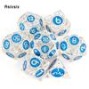 7 Pcs White Blue Metal Dice Circular Hollow Metal Polyhedral Dice Set Suitable for Role-Playing RPG Board Game Card Game