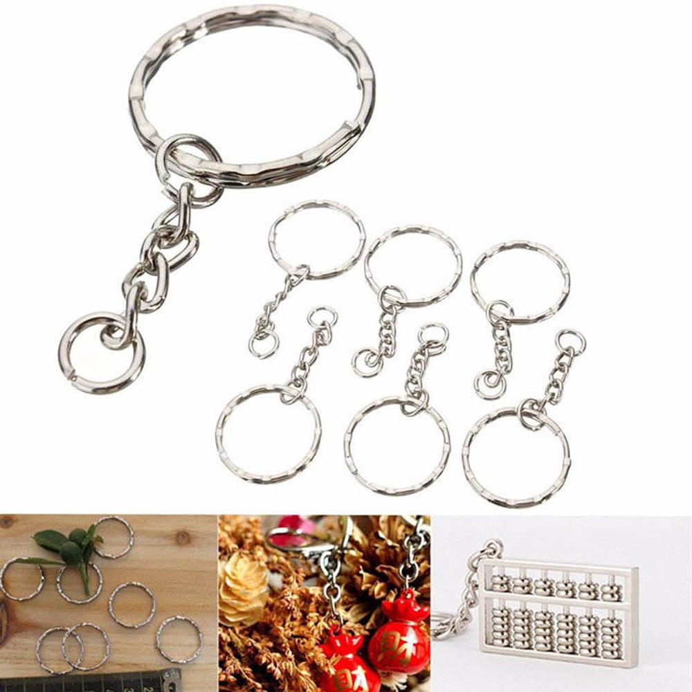 25mm Jewelry Split Ring Polished Silver Keychain Keyring Short Chain Key Fob