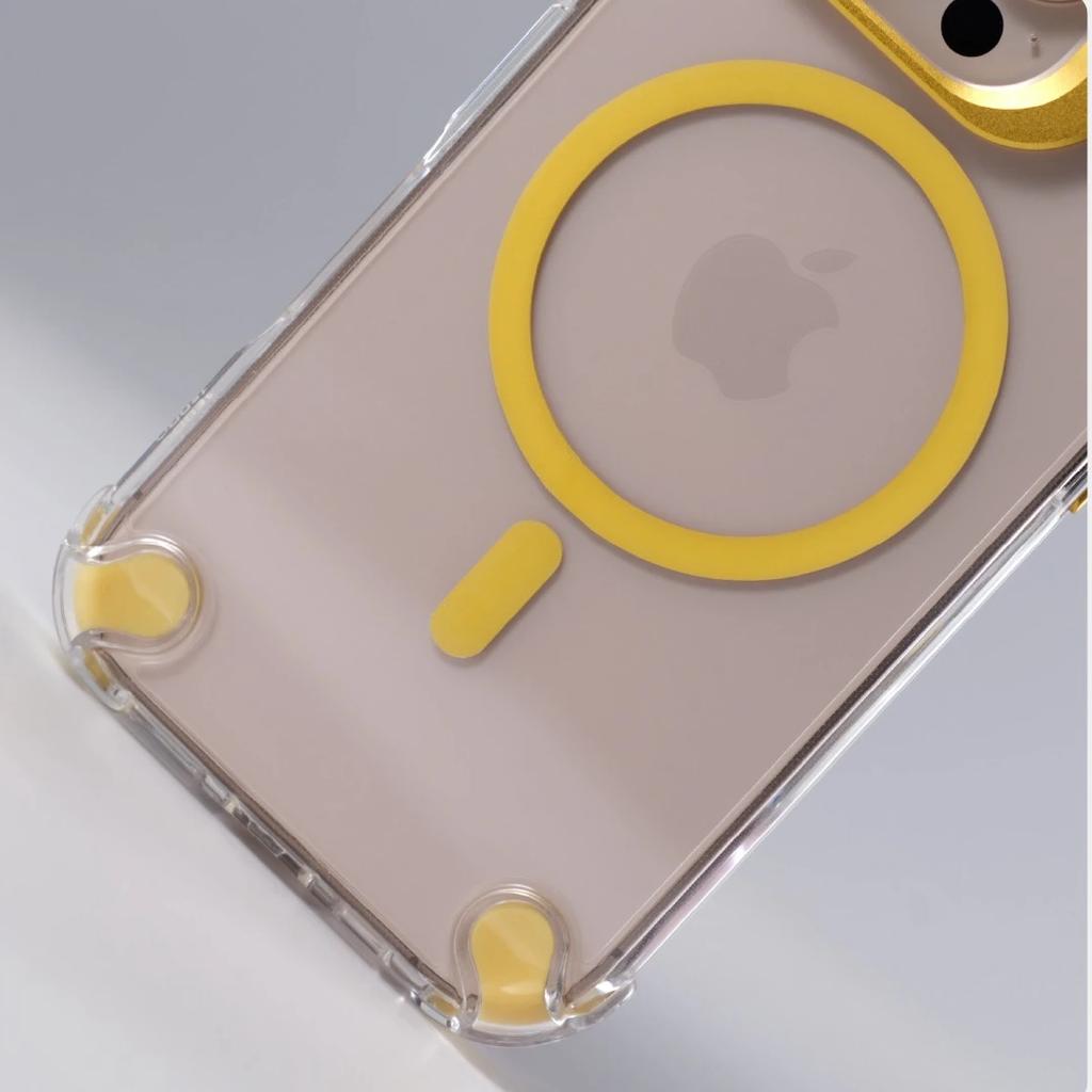 Alloy Camera Stand Holder for Magsafe Phone Case For iPhone 16 Pro Max 15 Pro 14 13 12 11 Airbag Anti-fall Clear Acrylic Cover