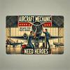 "АэроГардиан Про": Винтажная алюминиевая табличка «Авиамеханик» | Настенное искусство военной авиации для ангаров и зон технического обслуживания"