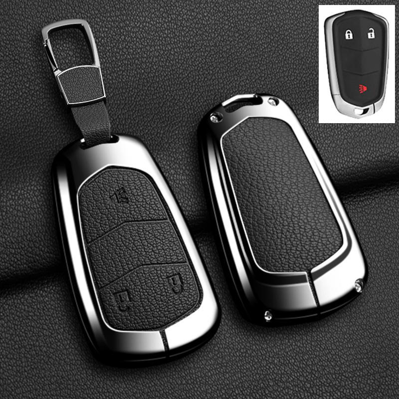 Car Key Case Cover For Cadillac Xt5 XTS CTS SRX ATSL XT4 CT6 ATS Escalade ESV DTS ELR STS 2014-2018 Zinc Alloy Leather Keychain AGY1
