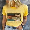 Cotton  Retro Striped Best Chihuahua Dad Ever Fist Bump Puppy Print Oversized T Shirt Chihuahua Dog Papa Street Casual Tee