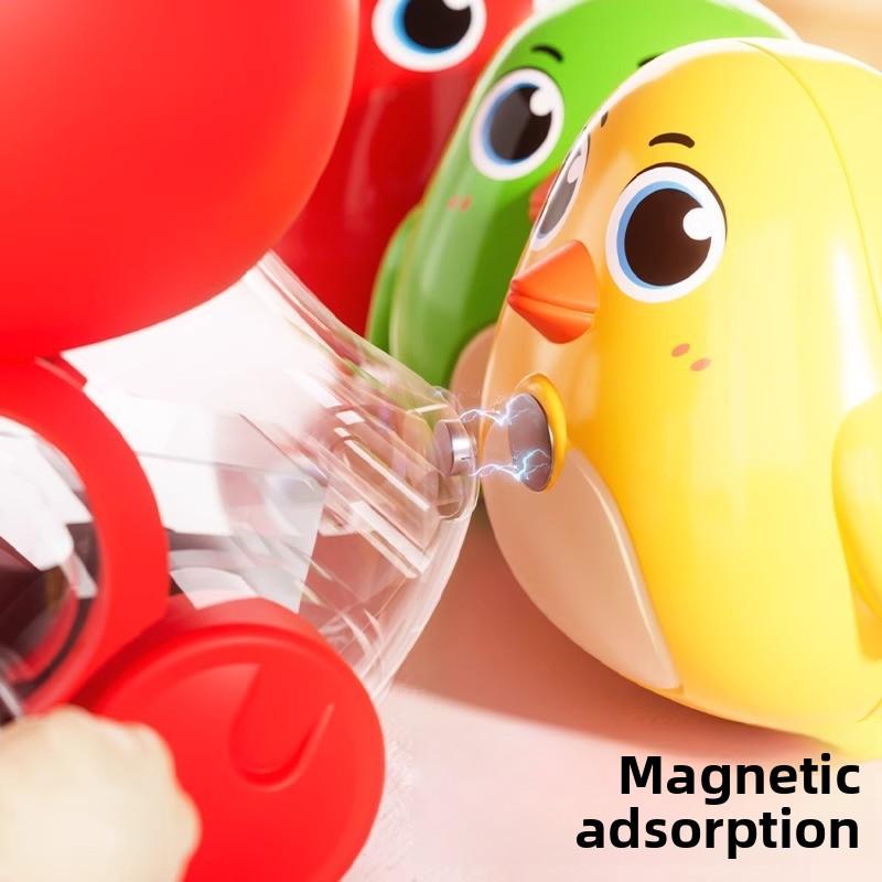 Little Chicken Protecting Its Chicks. Chicken Mother Swaying Over The Chicks. Cute and Charming Magnetic Toy for Early Learning and Crawling.