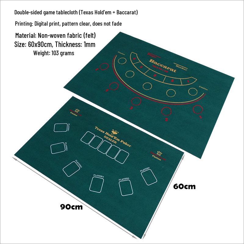 Reversible Poker Card Table Mat – 60x90cm Non-Woven Felt for Texas Hold'em & Roulette