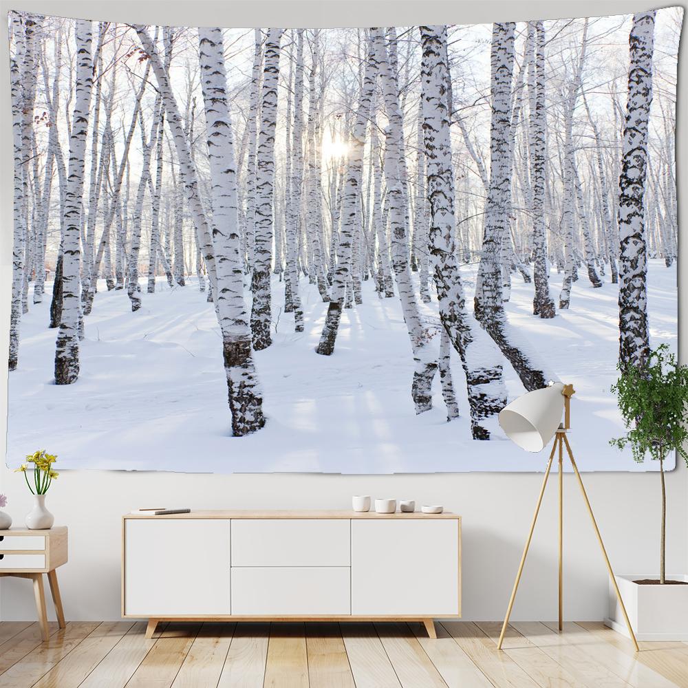 3D пейзаж лес береза лес деревья большой гобелен хиппи настенный гобелен богемный декор гобелен спальня фон ткань