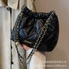 This Year's Popular Bag 2025 New Solid Color Texture Shoulder Bag High Sense Versatile Diamond Chain Bag Bucket Bag