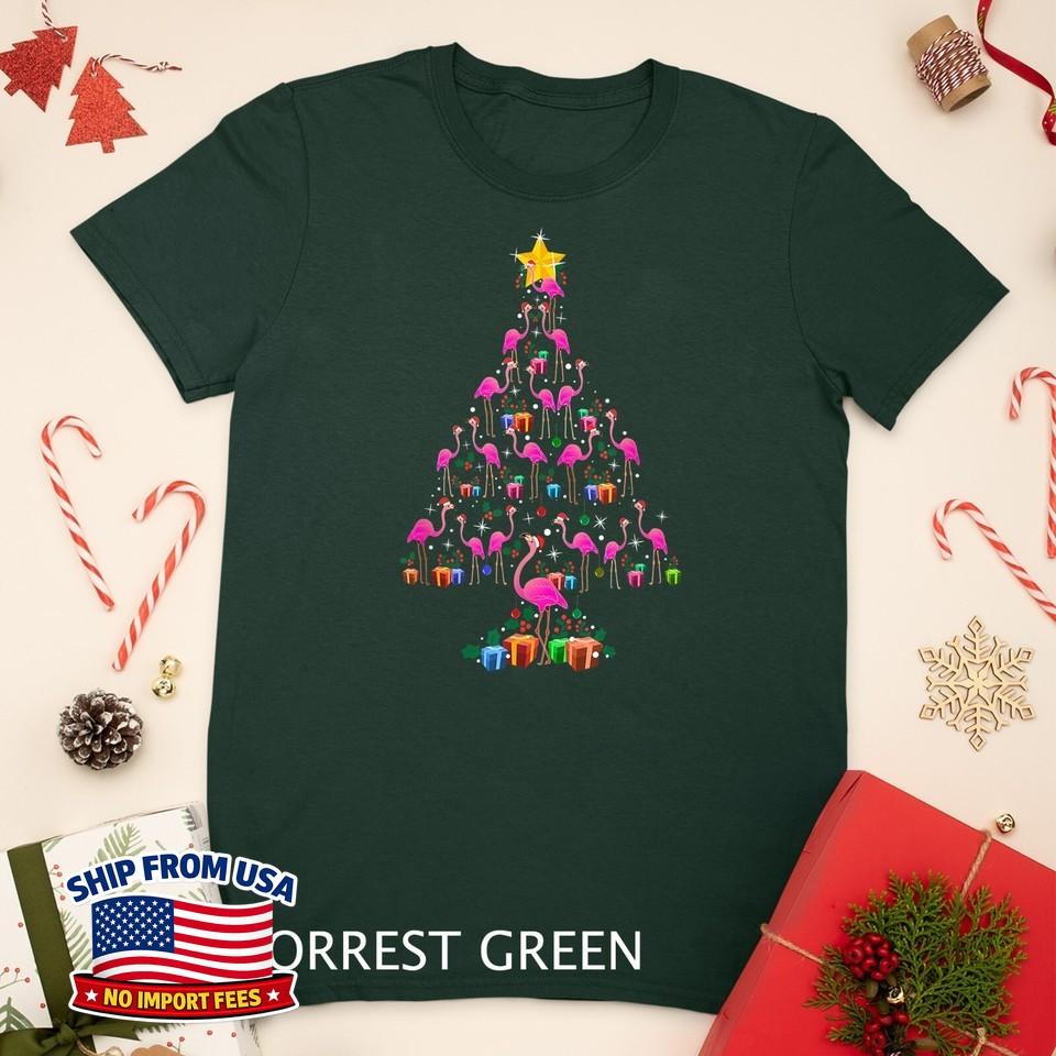 Pink Flamingo Christmas Tree Holiday Unisex T-Shirt