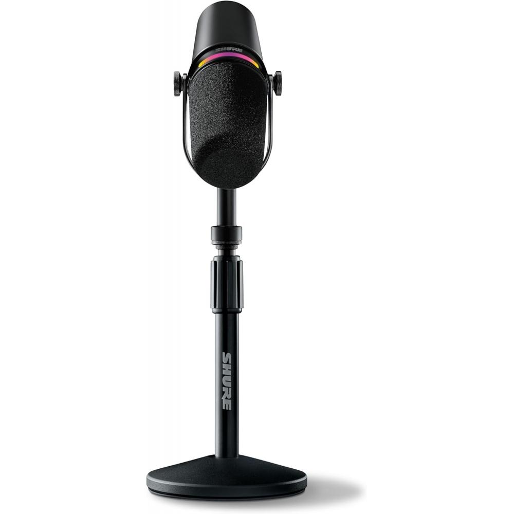 Shure Mv7+ Подкаст-комплект с настольной подставкой Gator Динамический микрофон, сертифицированный Obs