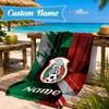 Custom Name Beach Towel Mexico Soccer Emblem Microfiber Beach Towel, Lightweight for Summer Travel, Swimming Pool Fan Birthday Gift