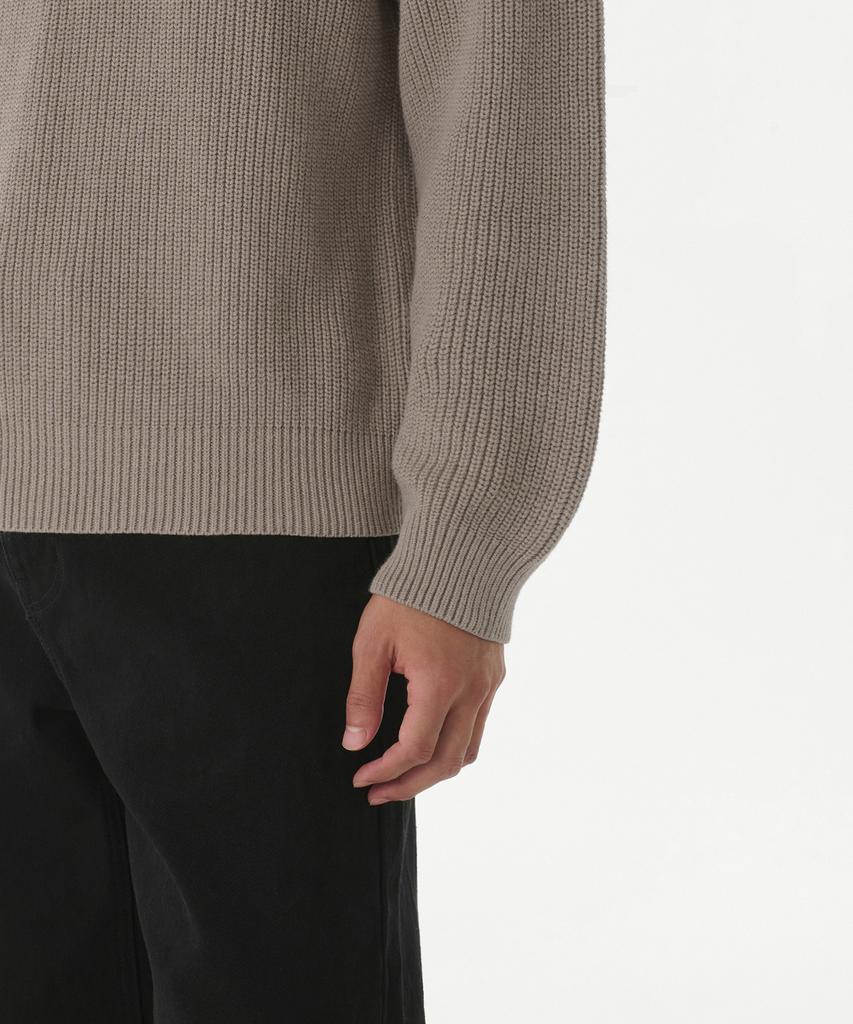 MUSINSA STANDARD Cotton Ribbed Crew Neck Knit [Heather Beige]