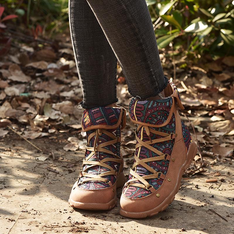 2024 Autumn Winter New Women's Ladies Retro Bohemian Style Ankle Zip Short Boots Booties Casual Shoes Women Boots Shoes Uio9