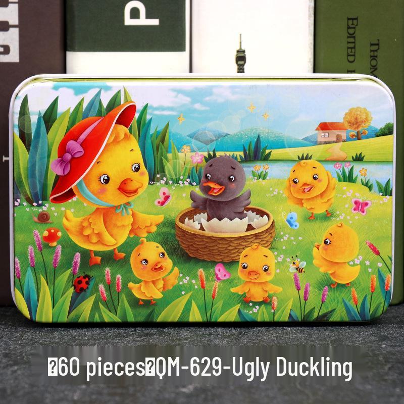 60-Piece Cartoon Puzzle Tin Box for Toddlers Aged 3-6 – Early Education and Intellectual Development Toy for Boys and Girls