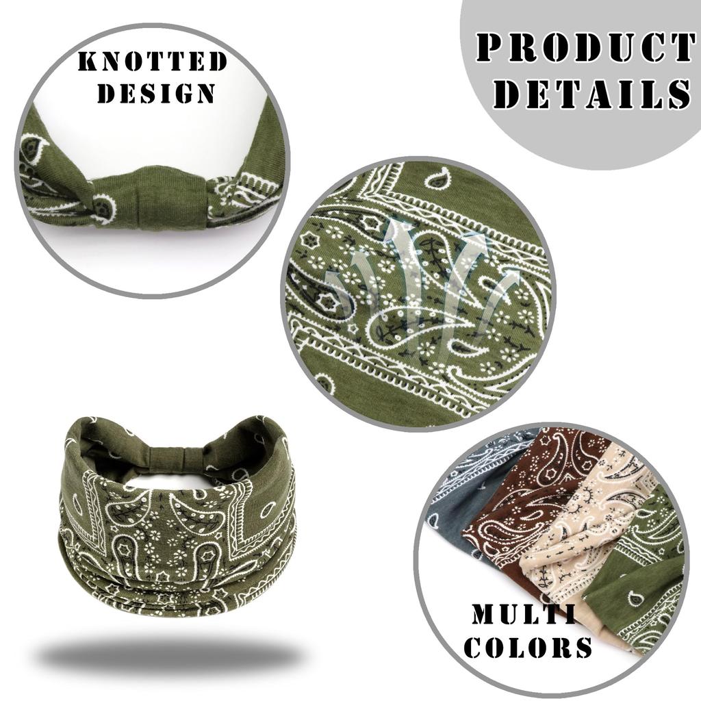 Boho Headbands Wide Knot Hair Scarf Floral Printed Hairband Elastic Turban Headwrap Stretch Head Bands Bandana Fashion Hair Accessories for Women