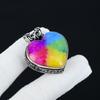 Natural Rainbow Solar Quartz Gemstone Silver Pendant In 925 Sterling Silver- Handmade Heart Design, Everyday Wear Jewelry, Unique Pendant Gift For Her