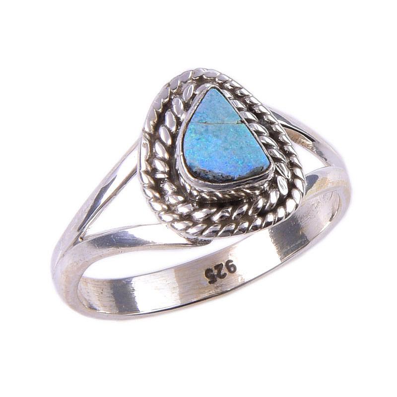 Natural Australian Opal Gemstone 925 Solid Sterling Silver Jewelry Ring S.6 W5T78