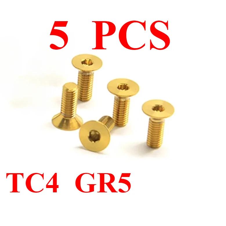 5 шт./Лот Фиолетовый Зеленый Золотой M3 x 4 5 6 8 10 12 14 15 16 18 20 мм TC4 GR5 Титановый Сплав Винты Плоская Потайная Головка Шестигранное гнездо