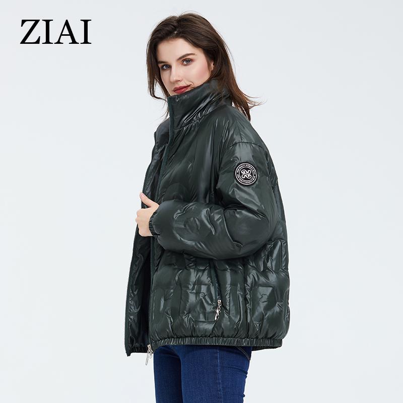 ziai Женское хлопковое пальто, короткое осеннее теплое водонепроницаемое модное зимнее пальто с воротником-стойкой, женская верхняя одежда