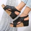Fashion The New Casual Wedge Sandals Women Summer 2025 Fashion Elegant Non-slip Platform Heels Rubber Sole Buckle Peep Toe Roman Shoes