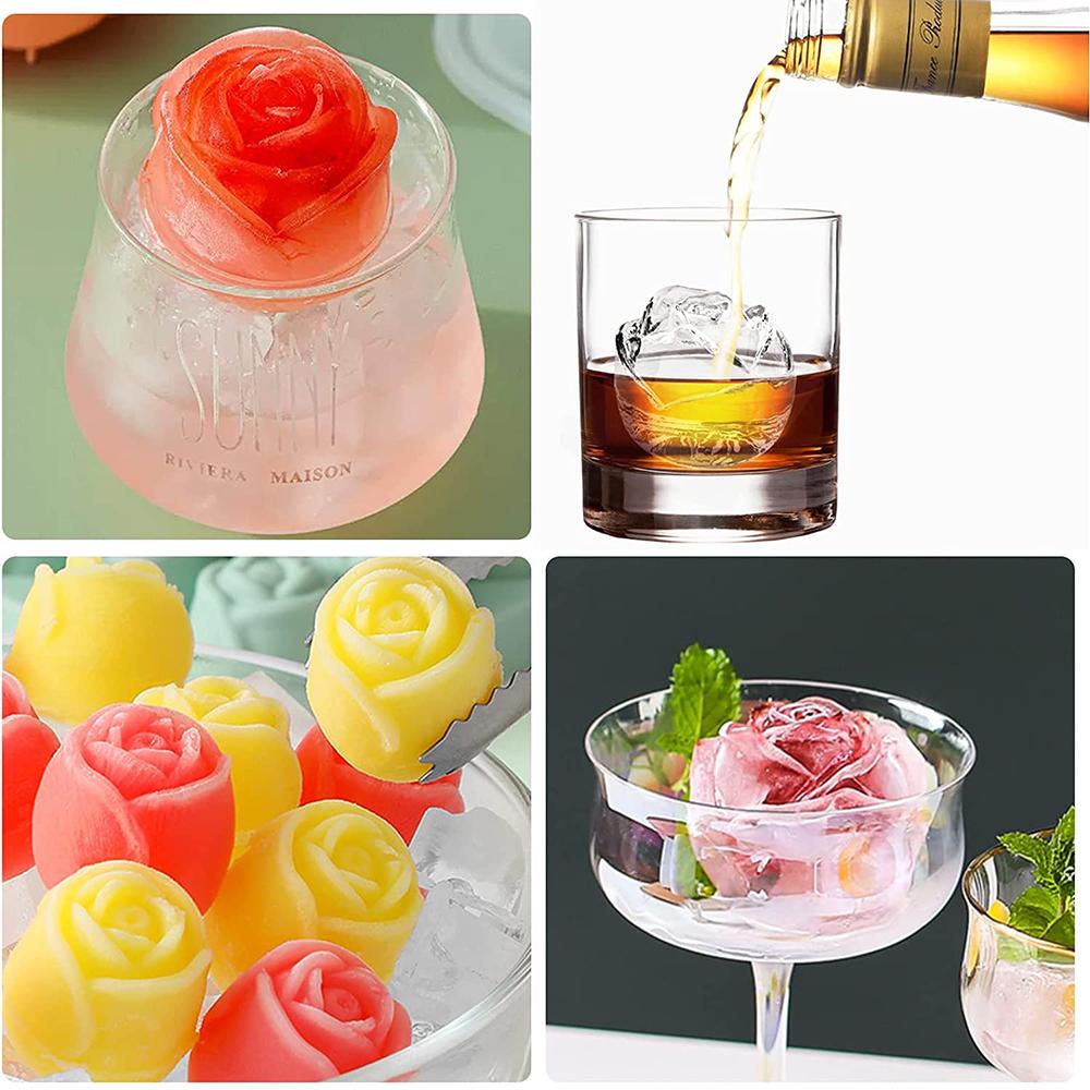 Silicone Rose Ice Mold for Whiskey Bourbon Cocktails Wine Homemade Juice