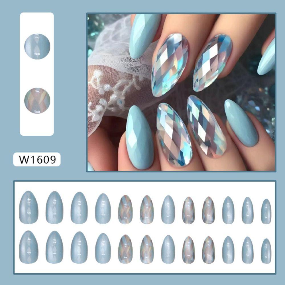 24pcs Star Butterfly Fake Nials Stiletto Ballerina Press on Nails Manicure French Nail Tips Women