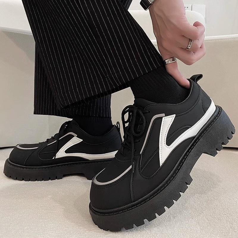Fashion 2025 New Men's Wide Toe Lace Up Shoes Vintage Retro Chunky Sole Ankle Boots Casual Comfortable Non-Slip Black Fashion Sneakers