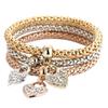 3 шт./набор Кристальная сова Сердце Шарм Браслеты и браслеты Золотой сплав Подвески в виде слона Якорь Стразы Набор браслетов для женщин