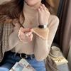 Осень-зима Женский свитер с оборками и воротником-стойкой, утолщенный флисовый теплый термопуловер для женщин, кашемировый свитер