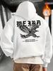 Raw‑art long‑sleeve hooded sweatshirt with gothic eagle graphic motif for guys multi‑scene collocation and daily casual occasions