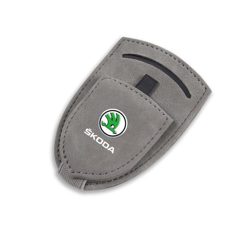 Car Suede Glasses Clip Sun Visor Sunglasses Clamp For Skoda Kylaq Elroq Kodiaq Octavia Enyaq Kamiq Scala Rapid Superb Karoq Yeti