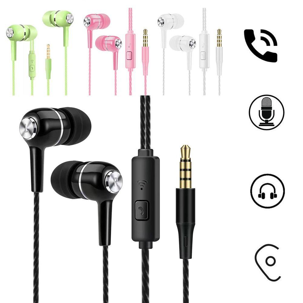 Bass 3.5mm Earbuds Earpiece Wired Headphone for Apple/Android/Huawei Mobile Phone Computer MP3