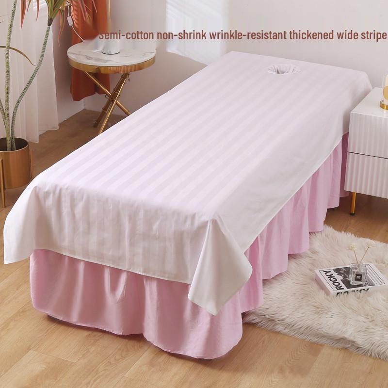 Custom White Cotton Salon Bed Sheets with Face Hole for SPA & Massage