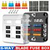 6 Way Blade Fuse Box Block Auto Car Marine Boat Holder Cover 12V 32V Bus Bar Kit