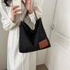 Trendy Black And White Canvas Tote Bag For Women Large Capacity Stylish Commuter Bag